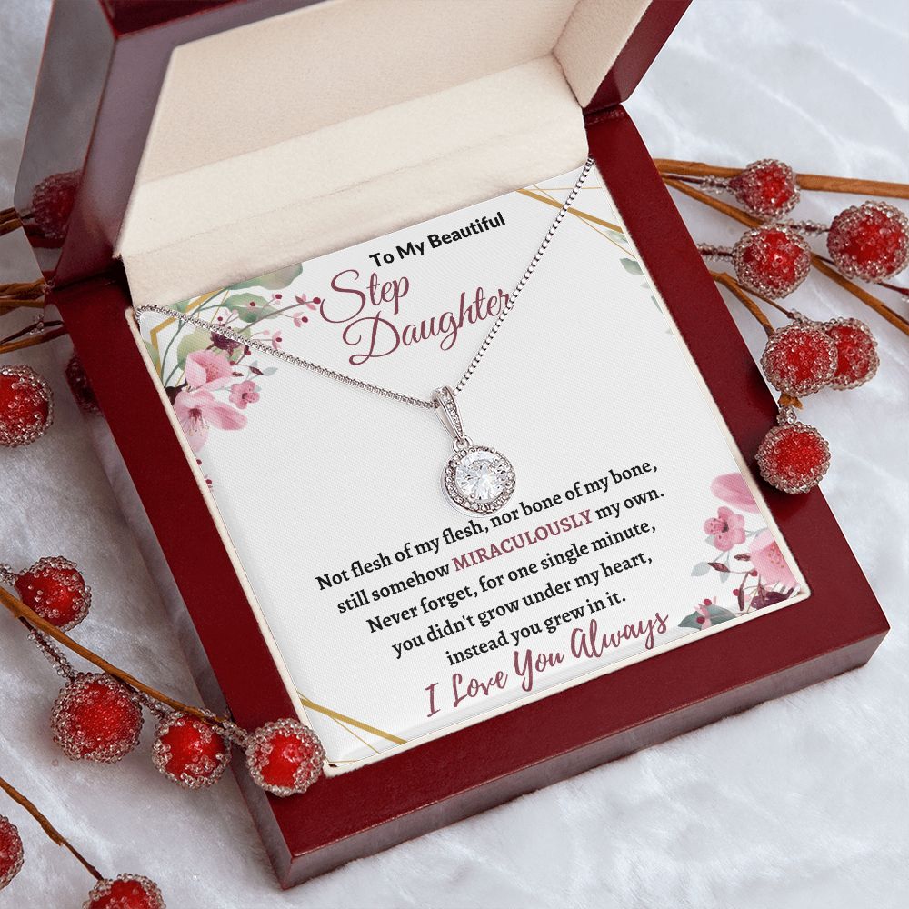 To My Beautiful Step Daughter / nonbiological (Burgundy Card) - Eternal Hope Necklace