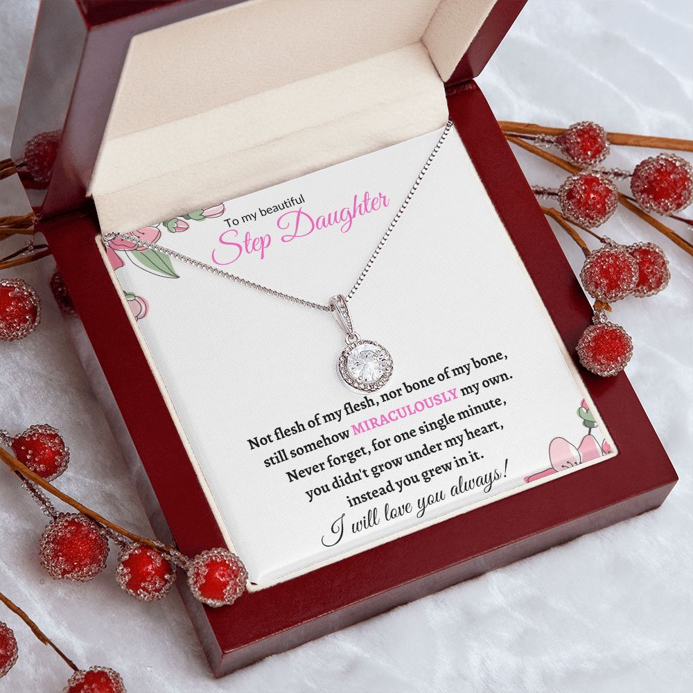 To My Beautiful Step Daughter / nonbiological (Pink Card) - Eternal Hope Necklace