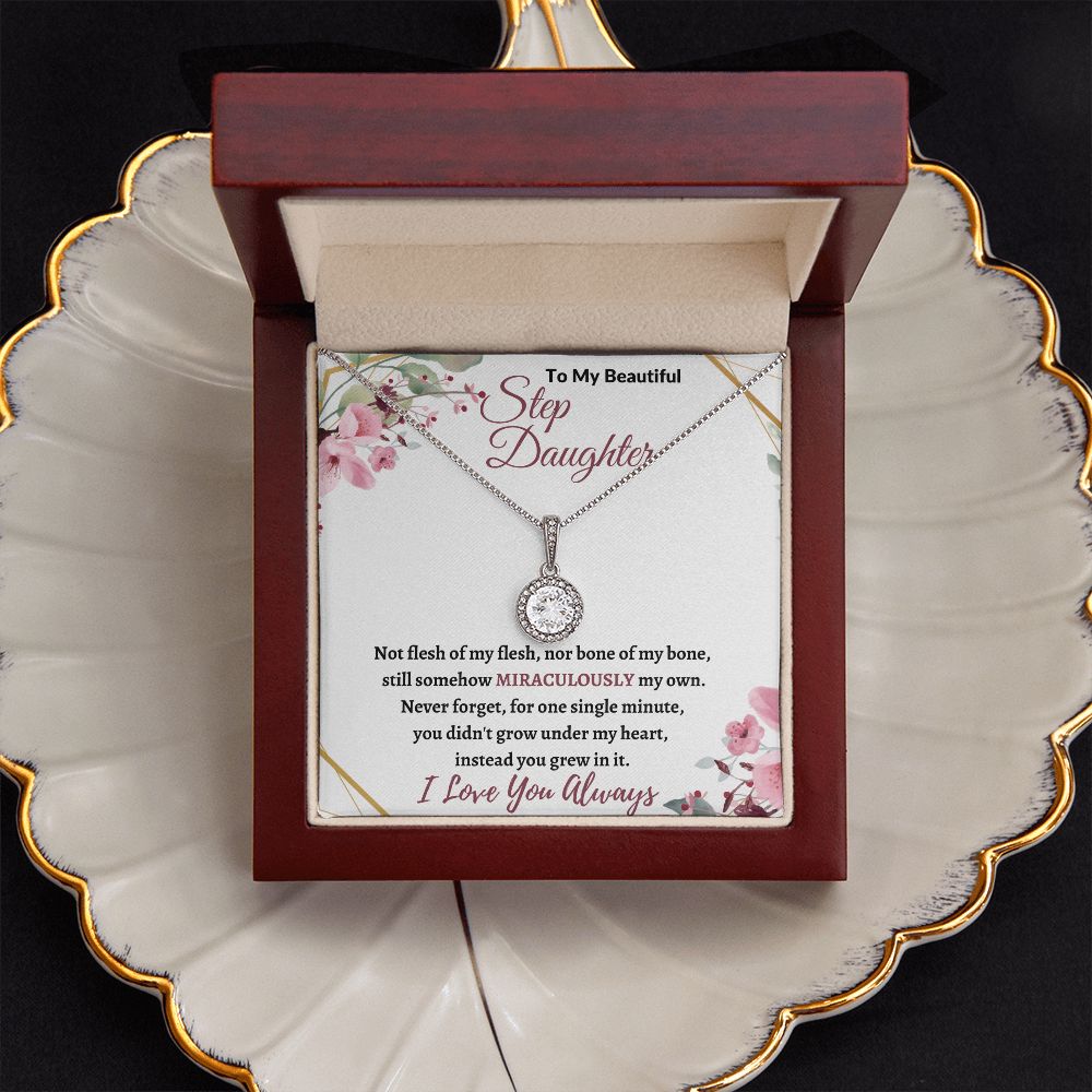 To My Beautiful Step Daughter / nonbiological (Burgundy Card) - Eternal Hope Necklace