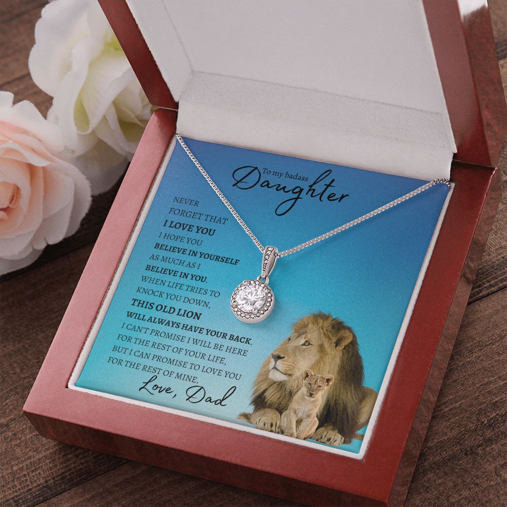 Daughter from Dad (Blue Lion Card) - Eternal Hope Necklace