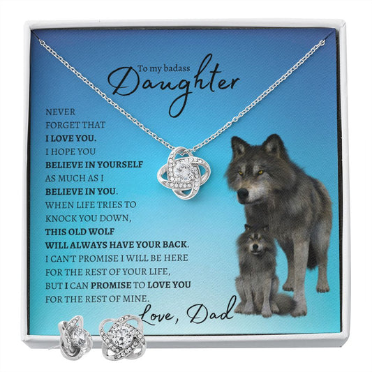 To my Bad@$$ daughter (Wolf)- Love Knot Necklace