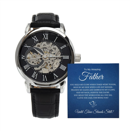 Father (Blue Card)   - Until Time Stands Still- Men's Openwork Watch