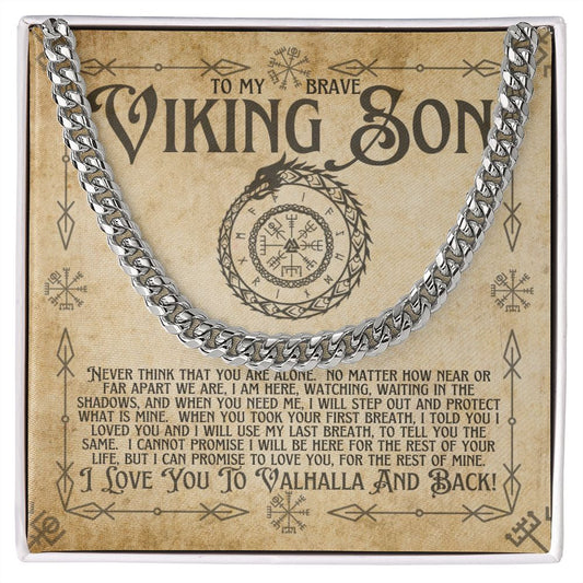 To My Brave Viking Son (Viking Compass Card) - Cuban Chain