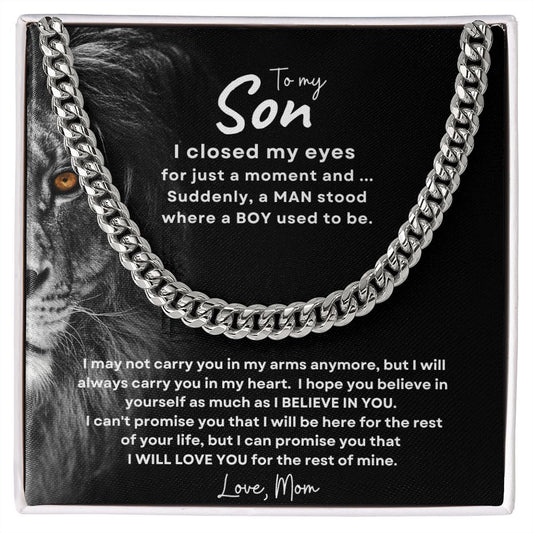 To My Son from Mom (Lion Card) - Cuban Link Chain