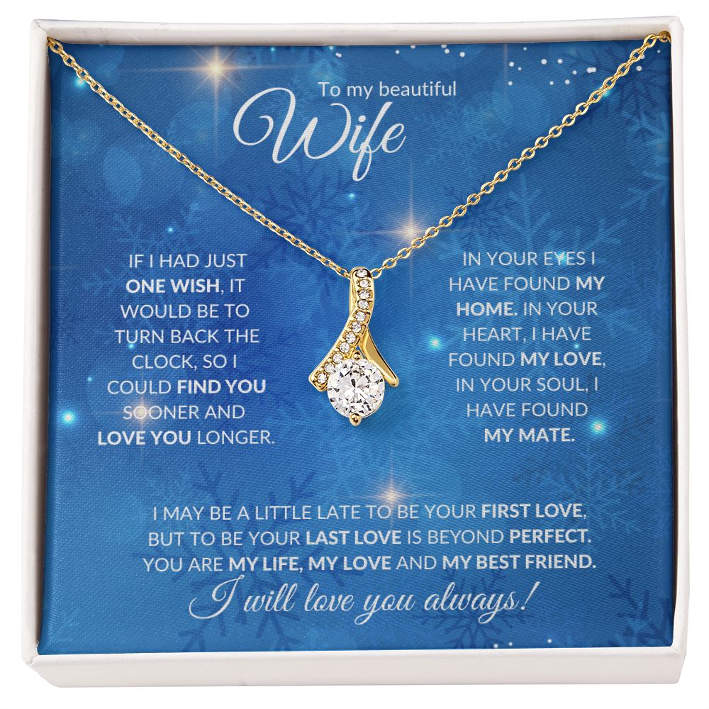 Wife (Christmas Blue Snowflake Card)  -Alluring Beauty Necklace