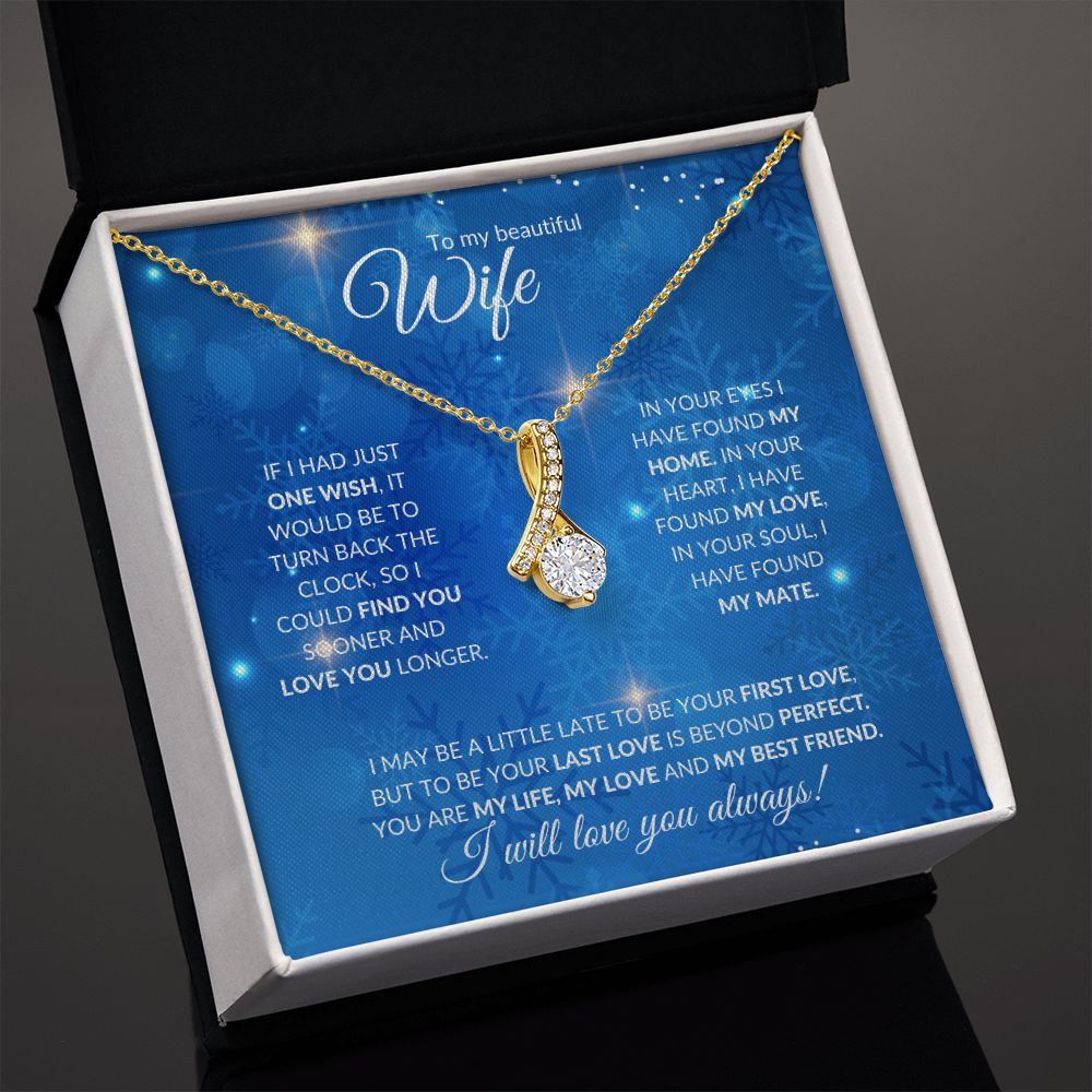 Wife (Christmas Blue Snowflake Card)  -Alluring Beauty Necklace