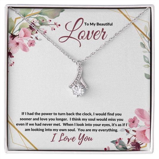 To my Beautiful Lover (Burgundy Card) - Alluring Beauty Necklace