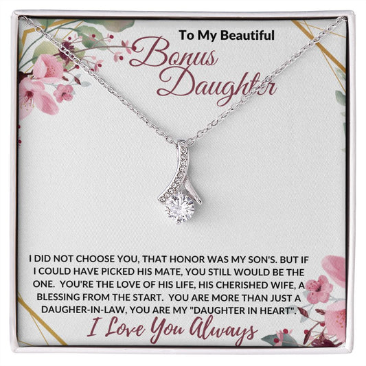 To My Beautiful Bonus / Daughter-in-Law (Burgundy) - Alluring Beauty Necklace
