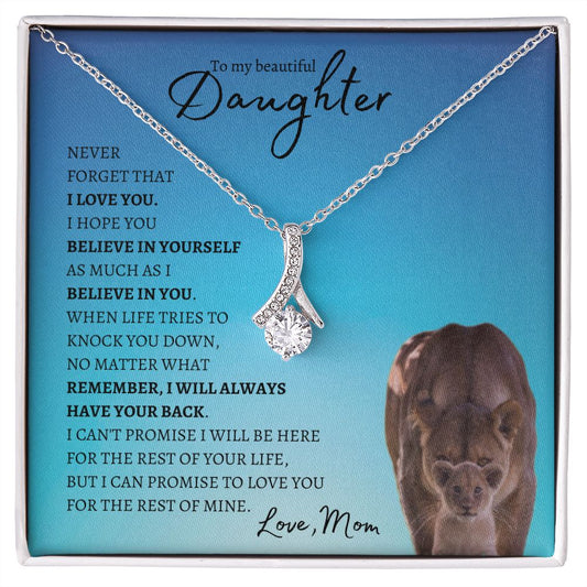 Beautiful Daughter from Mom (Blue Lioness card) - Alluring Beauty Necklace