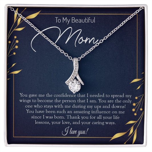To My Beautiful Mom (Navy / Gold Card) - Alluring Beauty Necklace