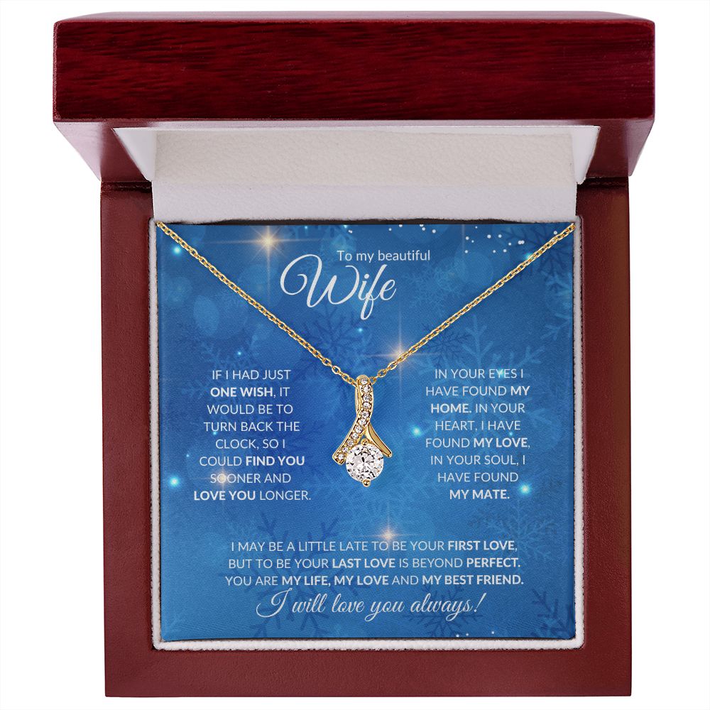 Wife (Christmas Blue Snowflake Card)  -Alluring Beauty Necklace