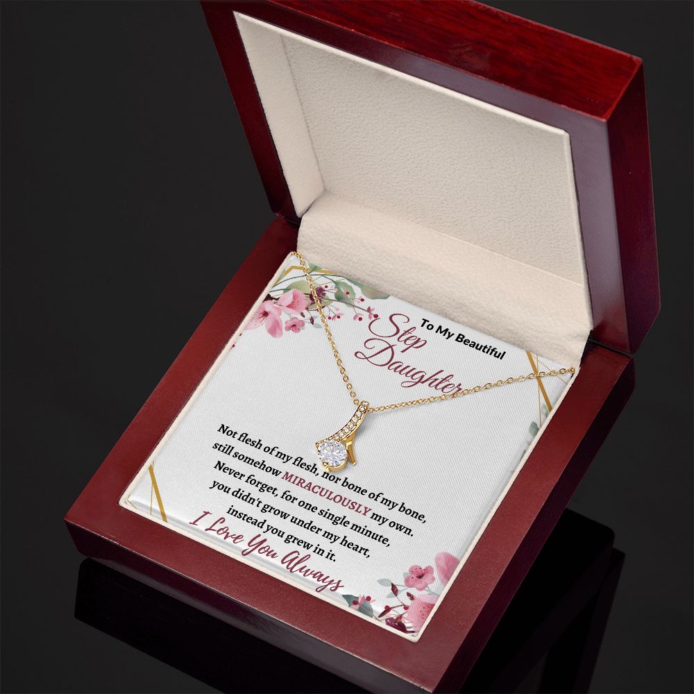 To My Beautiful Step Daughter / nonbiological (Burgundy Card) - Alluring Beauty Necklace