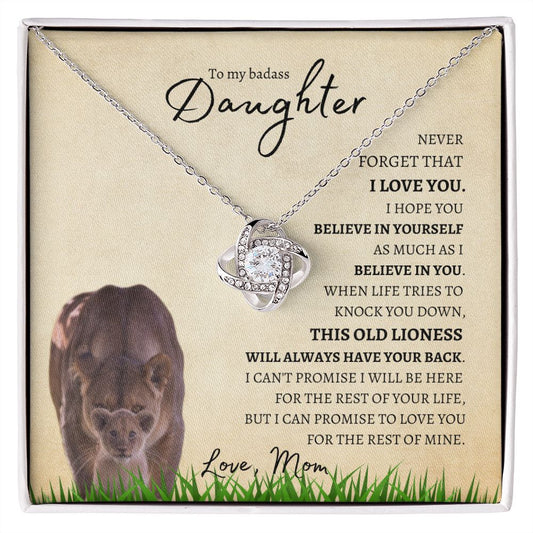 Daughter from Mom (Lioness Card) - Love Knot Necklace