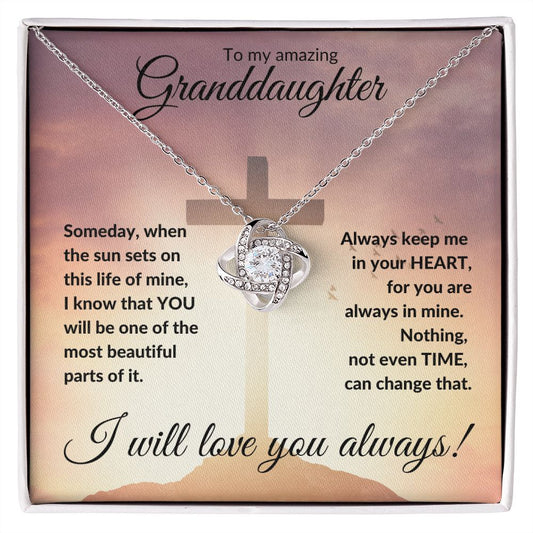 To My Amazing Granddaughter (Sunset Cross) - Love Knot Necklace