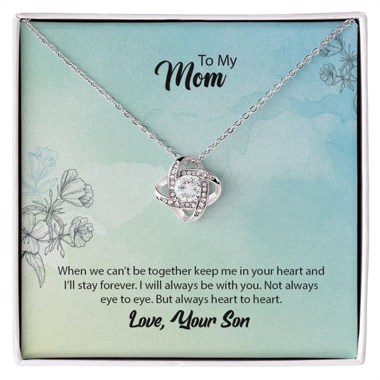 Mom From Son (Aqua Card) - Love Knot Necklace