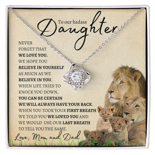 To Our Badass Daughter (Family Pride) - Love Knot Necklace