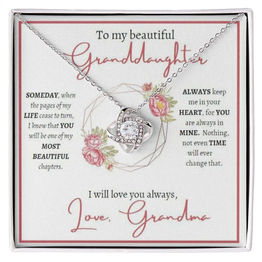Granddaughter (Floral Frame Card) - Love Knot Necklace