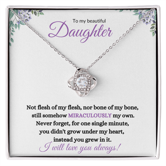 Nonbiological / Adopted Daughter (Purple Card) - Love Knot Necklace