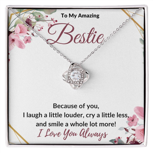 To My Amazing Bestie / Best Friend (Burgundy) - Love Knot Necklace