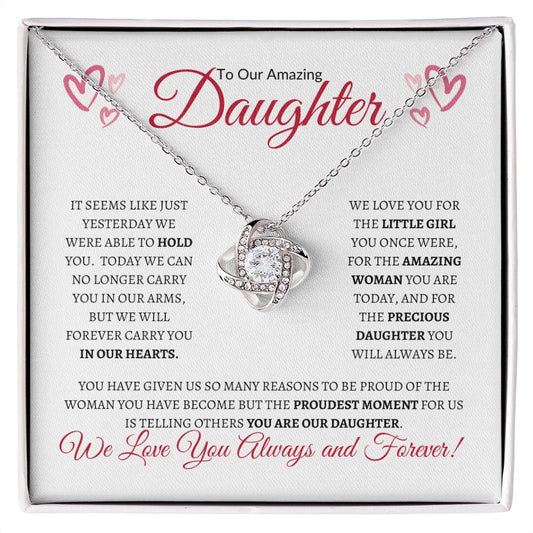 To Our Amazing Daughter from Mom and Dad (Valentine) - Love Knot Necklace