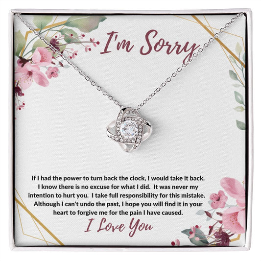 I'm Sorry - (Burgundy Card) - Love Knot Necklace