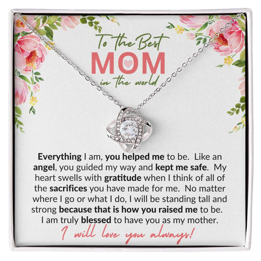 To the Best Mom in the World (Pink) - Mother's Day - Love Knot Necklace