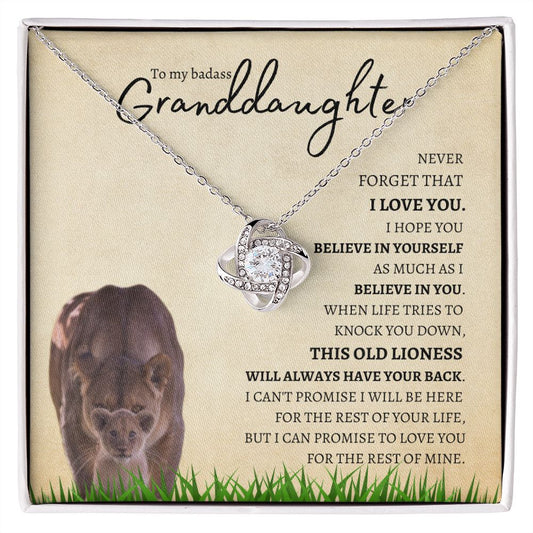 Granddaughter from Grandmother (Lioness Card) - Love Knot Necklace