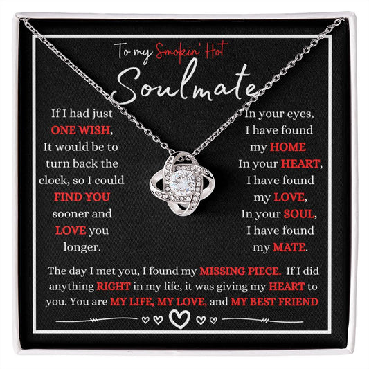To My Smoking Hot Soulmate ( Red Hot Black Card) - Love Knot Necklace
