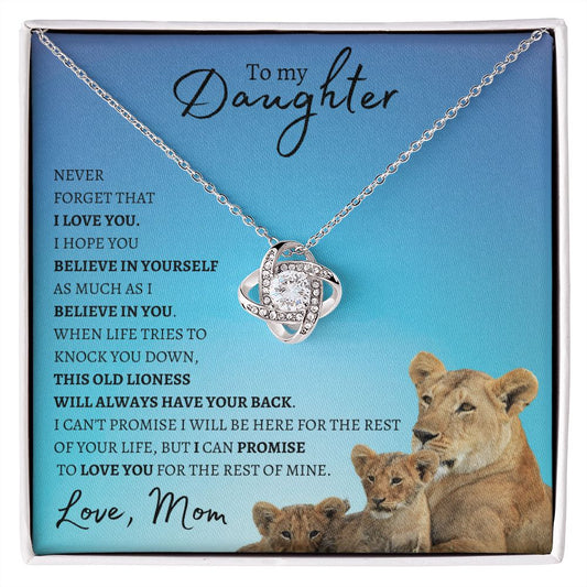 Daughter from Mom (New Lioness Card) - Love Knot Necklace