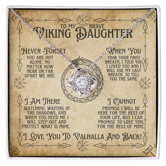 To My Brave Viking Daughter (Viking Compass Card) - Love Knot Necklace