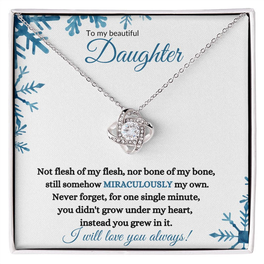 Non-Biological / Adopted Daughter (Christmas Snowflake Card) - Love Knot Necklace