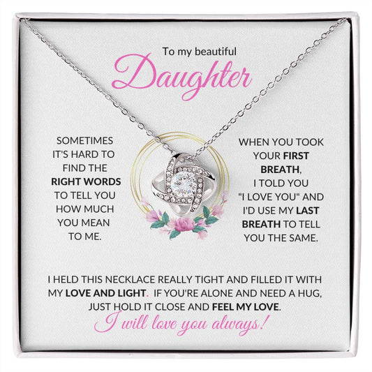 Daughter (Floral Ring Card) - Love Knot Necklace