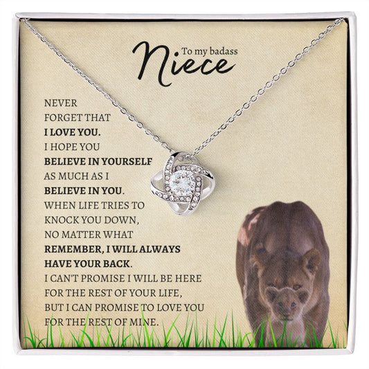 Niece (Lioness Card) - Love Knot Necklace