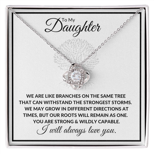 Daughter (Tree Roots Card() - Love Knot Necklace