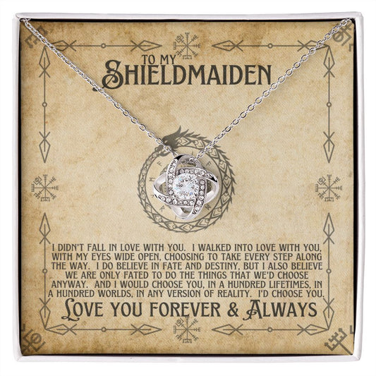 To My ShieldMaiden / Soulmate (Viking Compass 2) - Love Knot Necklace