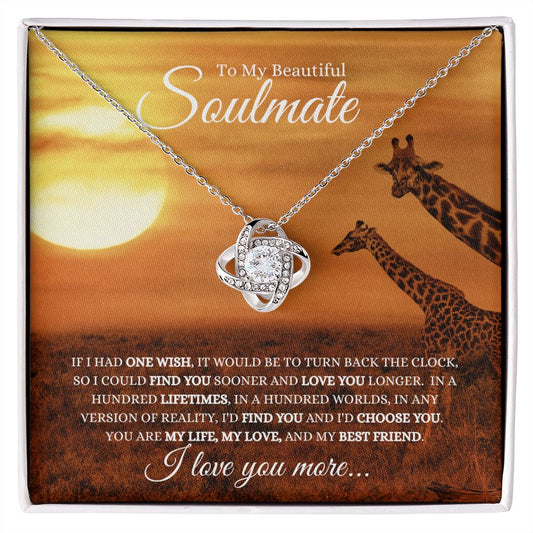 To My Beautiful Soulmate (Giraffe) - Love Knot Necklace
