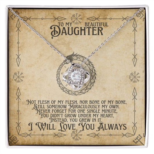 To My Beautiful Daughter / Non-biological / Stepdaughter / Bonus (Viking Compass) - Love Knot Necklace