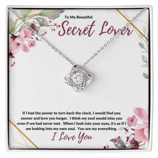 To My Secret Lover (Burgundy Card) - Love Knot Necklace