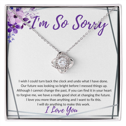 I'm So Sorry (Purple Card) -Love Knot Necklace