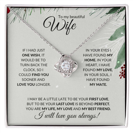 Wife - (Christmas Spruce Card) - Love Knot Necklace