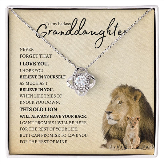Granddaughter from Grandfather (Lion Card) - Love Knot Necklace