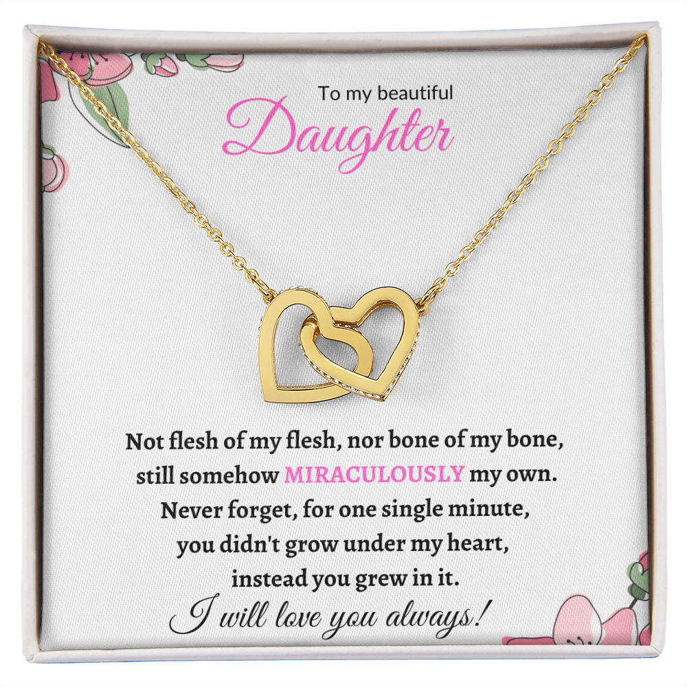 Nonbiological / adopted Daughter (Pink Card) - Interlocking hearts necklace