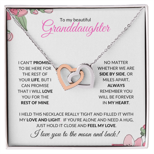 Granddaughter (Pink Card) - Interlocking Hearts Necklace