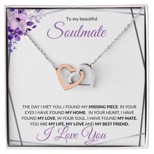 Soulmate (Silver Grid) - Interlocking Hearts Necklace