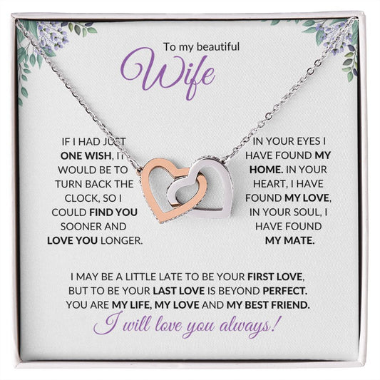 Wife (Purple Card) - Interlocking Hearts Necklace