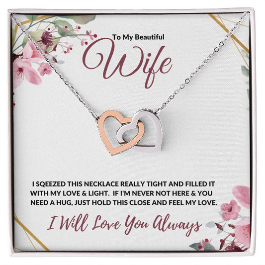 Beautiful Wife - Love & Light (Burgundy) - Interlocking Hearts Necklace