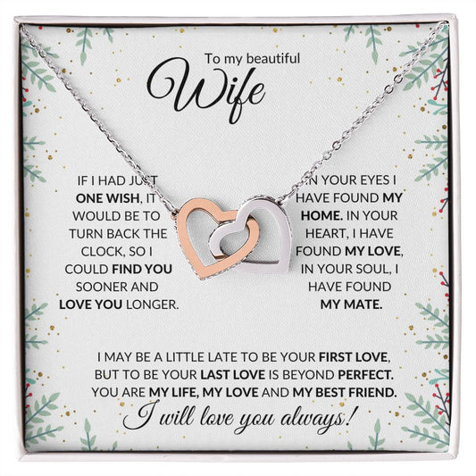 Wife (Speckled Berry Christmas Card) - Interlocking Hearts Necklace
