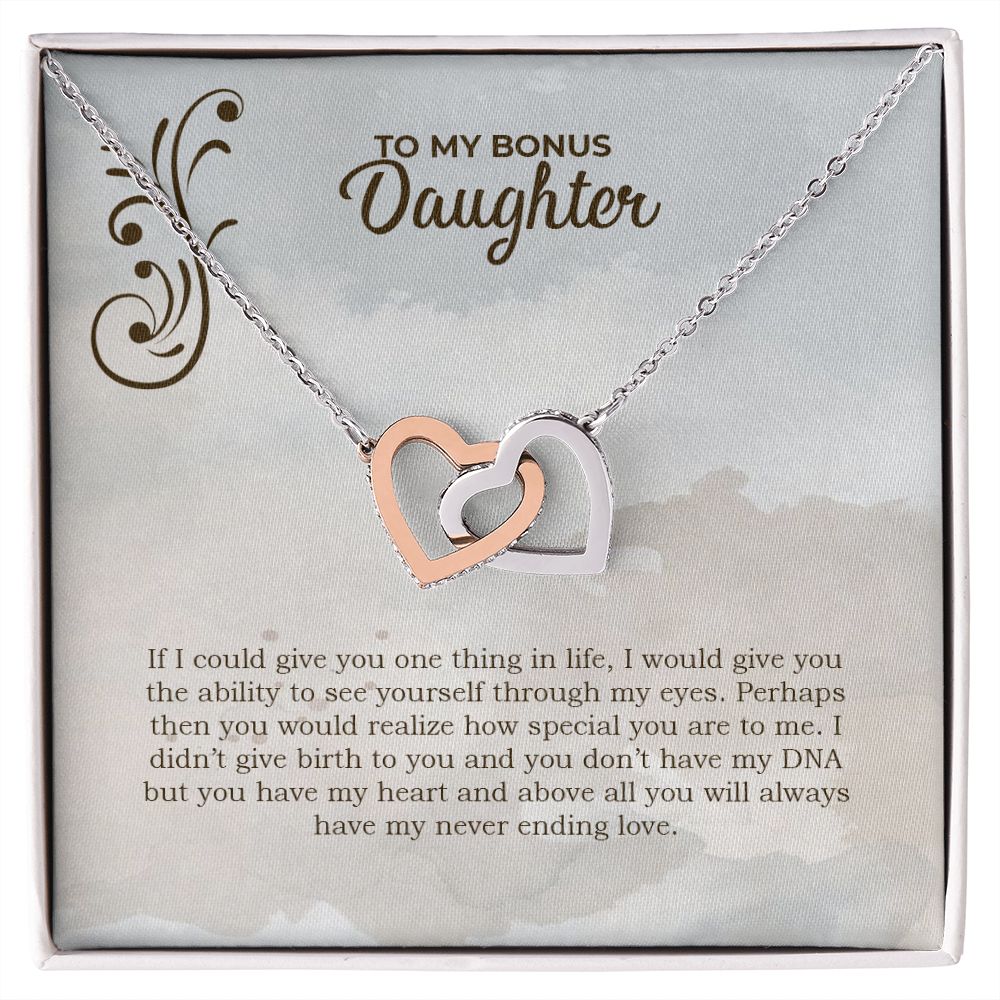 Bonus Daughter (DNA Card) -Interlocking Hearts Necklace