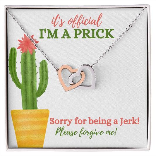 Sorry for being a Jerk (Prickly Cactus Card) - Interlocking Hearts Necklace