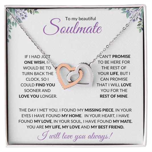 Soulmate (Purple Card) - Interlocking Heart Necklace